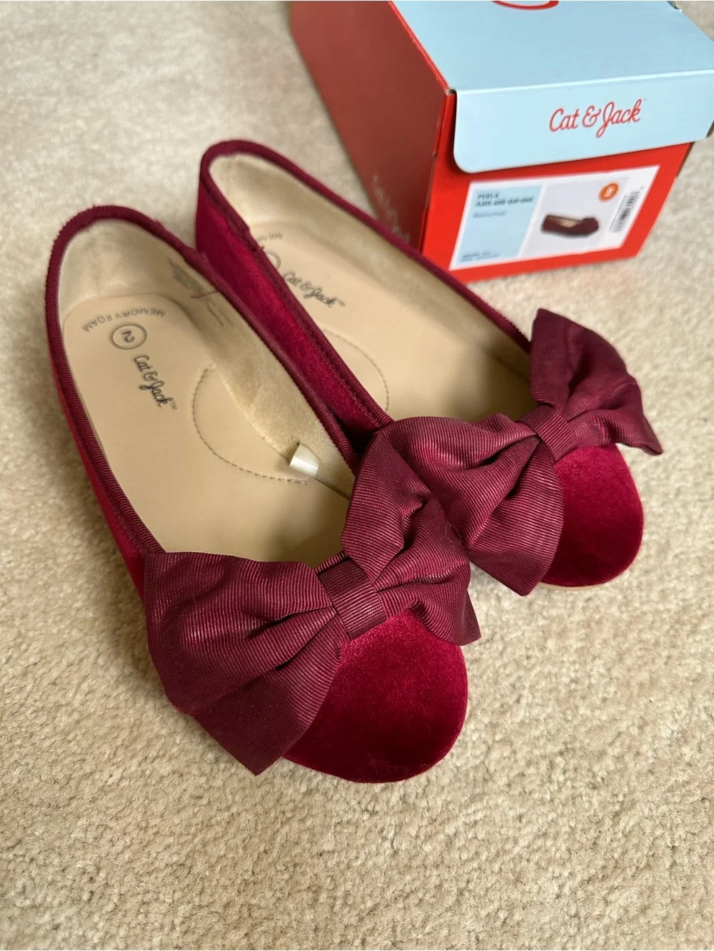 Cat & Jack Women's Wine Red Bow Ballet Flats